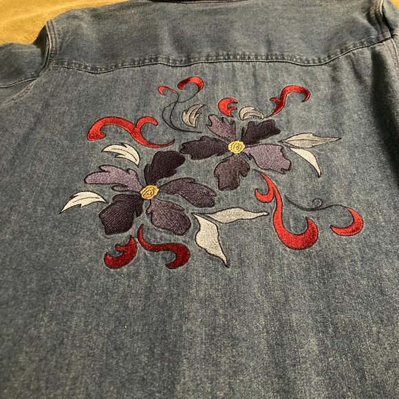 NWOT Vintage Breckenridge Denim Embroidered Long Sleeve Top Size L - Picture 11 of 15